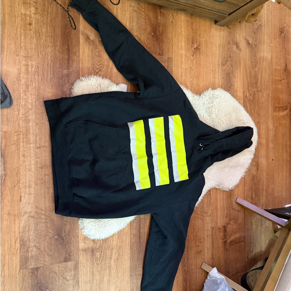 Black Hoodie with Yellow Stripes